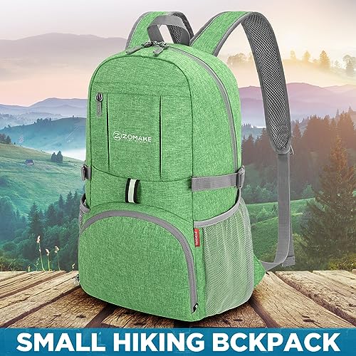 ZOMAKE Ultra Lightweight Packable Backpack 25L,Small Foldable Backpacks Hiking Water Resistant Collapsible Daypack for Women Men(Dark Green-C1) - color: Dark Green-c1, size: 25L