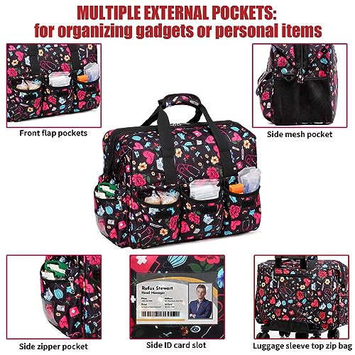 Nurse Rolling Medical Duffle Bag Work Nursing School College Student Must Have Clinical Home Health Cna Nr Gifts Carry On Bag with Wheels Doctor Emt Ems Healthcare Equipment Homecare Physician (Nurse) - color: Nurse