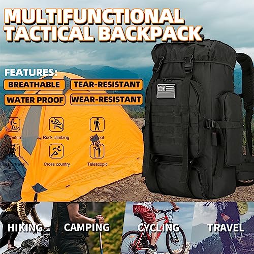 45L Hiking Backpack Waterproof Travel Backpack Lightweight Outdoor Daypack Camping Backpack for Men Women (Black) - color: Black