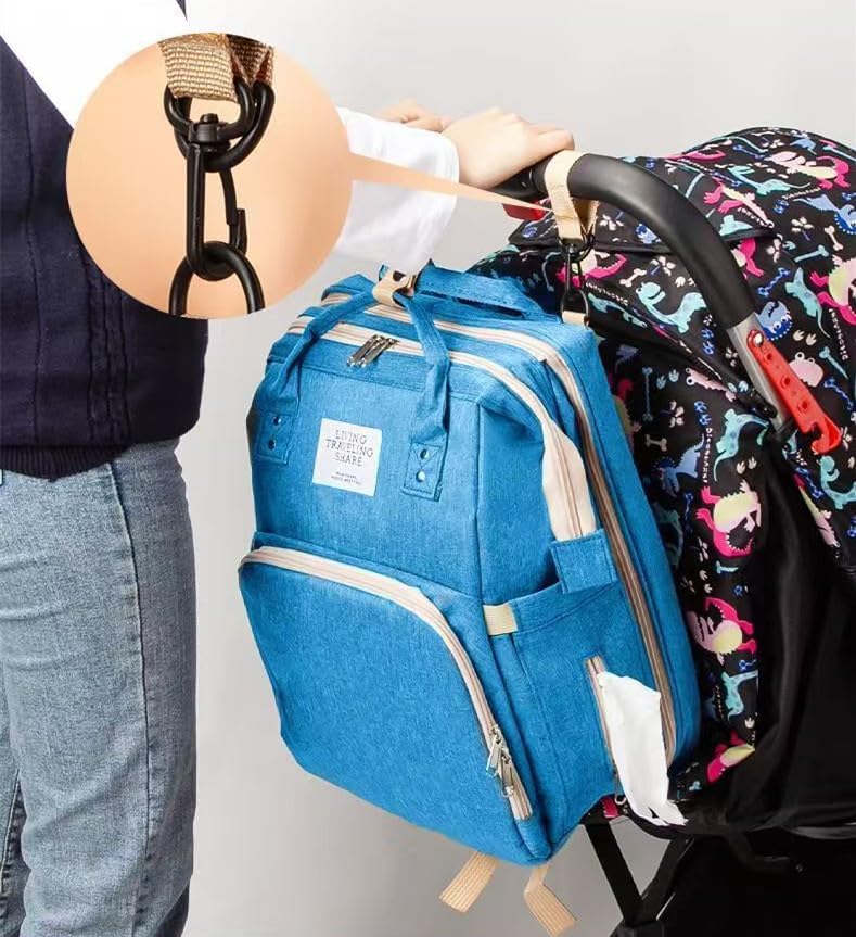 Diaper Backpack with Changing Station, Pad, Nursing Bag, Bottle Bag - Waterproof, Large Capacity, Baby Registry Search, Newborn Essentials - color: Blue