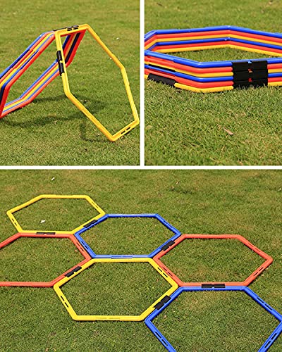 Hexagon Agility Ring Training Circle Ring Speed Agility Ladder Physical Training Ring Football Footwork Trainer Hurdles Agility Ladder Fitness Equipment Multicolor Training Ring 3Pcs - color: red