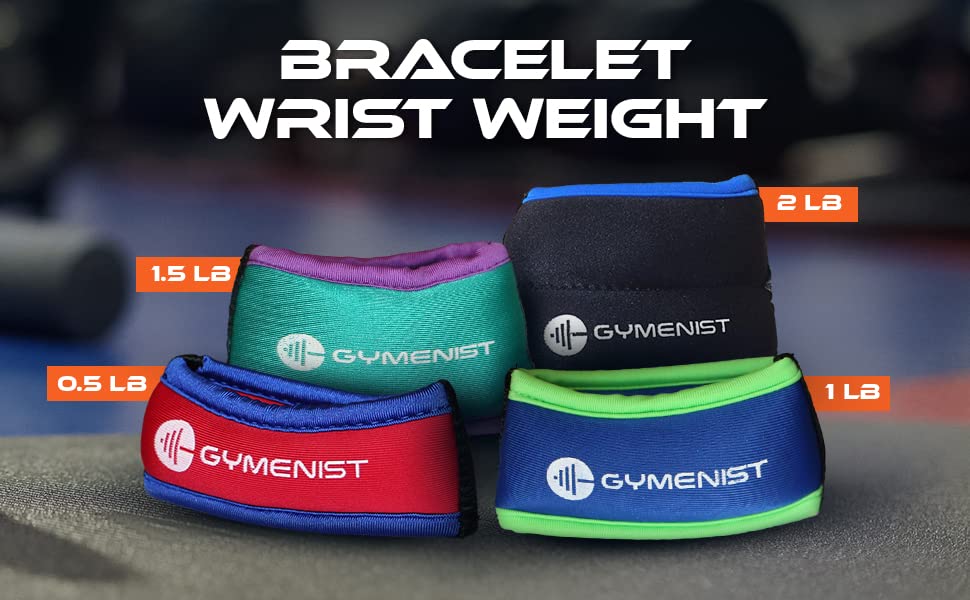 GYMENIST Wrist Weights Running Stylish Bracelet Pair of Weights Set of 2 Jogging Cardio Weight to Strengthen The Hands Forearm - style: 0.5 Lb (Red - Blue)