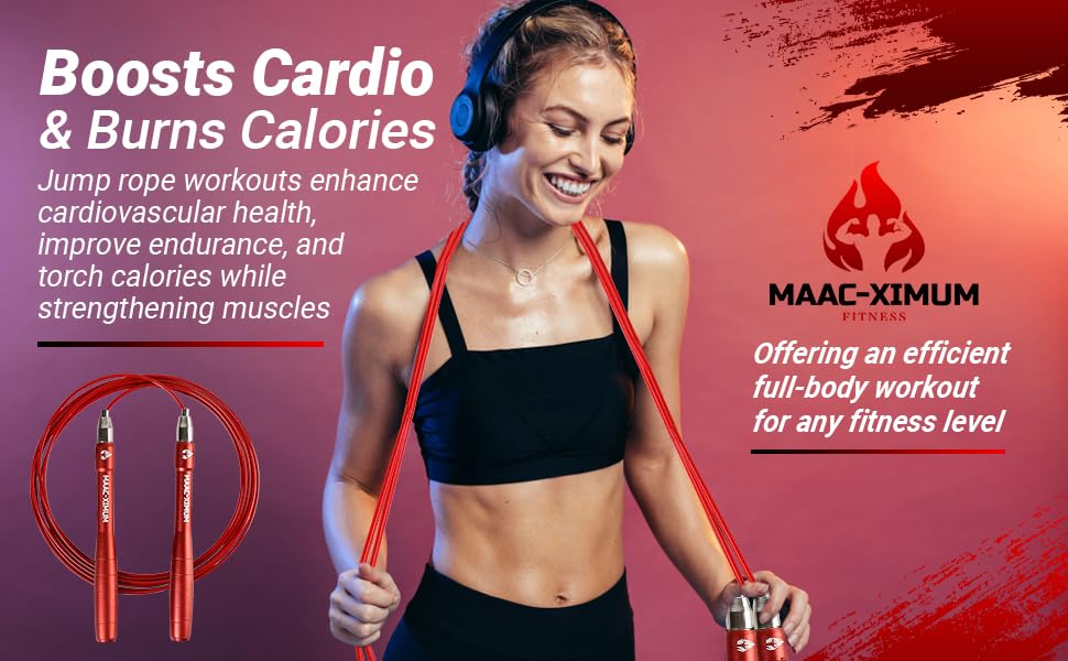 High Speed Rope - Professional Self-Locking & Adjustable, Adult Speed Jump Rope, 2 x PU coated Steel Ropes & Travel Bag,Jump Rope for Crossfit, Boxing, Fitness MMA for Men & Women - color: RED