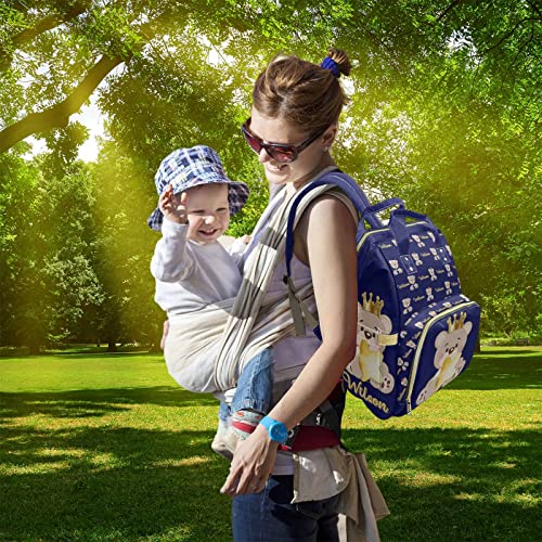 Artsadd Personalized Bear Diaper Bag Backpack for Baby Boys, Custom Name Large Capacity Multifunction Nappy Bags Mommy Waterproof Travel Daypack - color: Bear 10