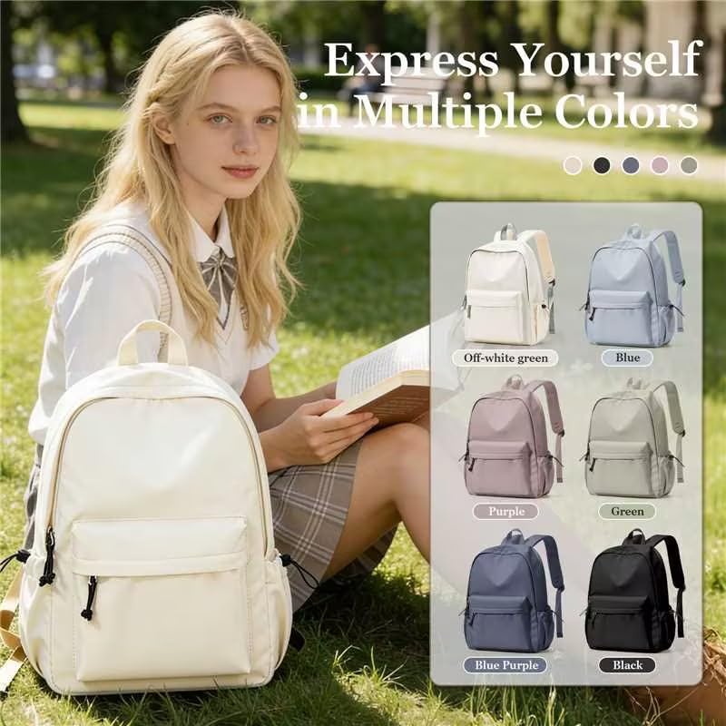 Middle School Backpack For Men Women Simple Backpack For College Students Aesthetic High School Bag Waterproof Bookbag For Teens Girls Boys(Beige) - color: A3-beige
