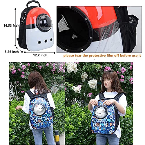 Pet Travel Carrier, Cat Dog Dome Space Capsule Bubble Backpack, Portable Waterproof Breathable Knapsack for Hiking, Traveling (White) - color: White