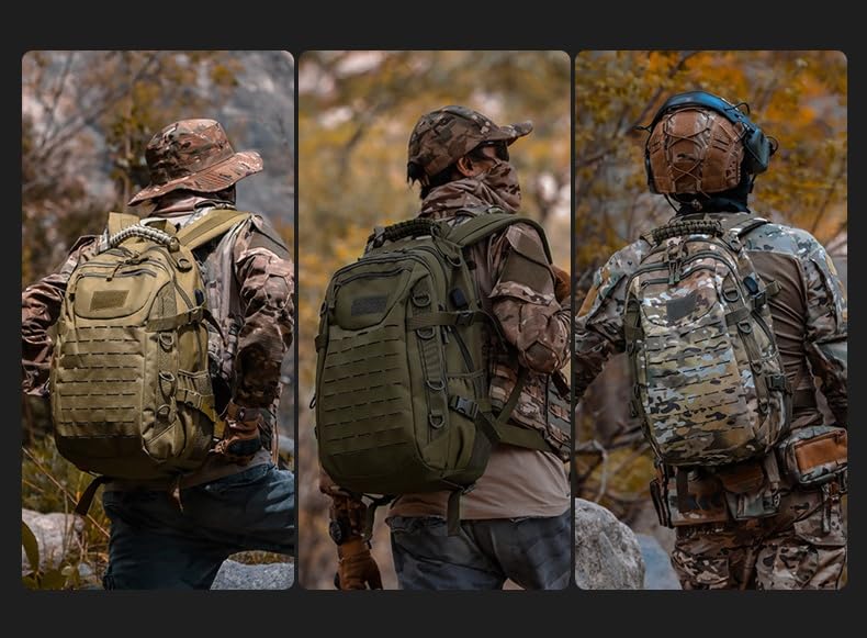 Heavy duty zipper military backpack Outdoor Tactical Backpack,Nylon canvas Knapsack,hiking camping travel Backpack, 3-day backpack,water resistant (army green) - color: Army Green