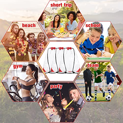 Riakrum 15 Pcs Clear Drawstring Bag Waterproof Small See Through PVC Drawstring Backpack for Stadium College Sport Event(Wine Red) - color: Wine Red