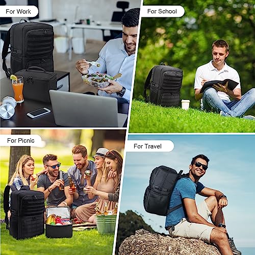 BERTASCHE Lunch Backpack, Laptop Backpack 17 inch for Work w/Insulated Cooler Lunch box for Men Women, Casual Daypack for Travel Commuter Picnic College,Black - size: 17.3 inch-Lunch Box