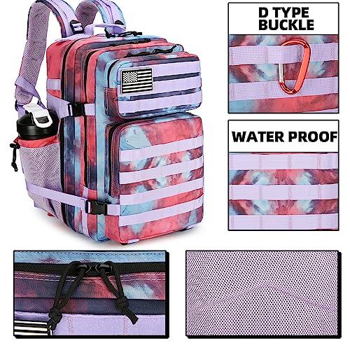 45L Military Tactical Backpack Hiking Backpacks Tactical Gear Camo Back Pack Army Molle Bag Rucksack Fitness Daypack - color: Nebulacamo