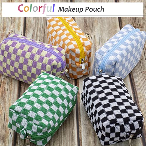 Checkered Makeup Bag for Purse, Small Cosmetic Pouch,Black Green,2 Pack - color: Black Green