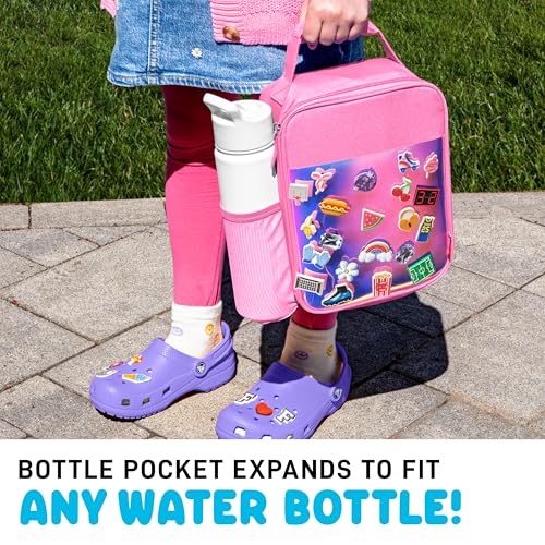 Fit & Fresh Lunch Box For Kids, Boys & Girls, School, Camp, Insulated Bag With Shoe Charm Slots For Personalization, Holographic Pink - color: Holographic Pink
