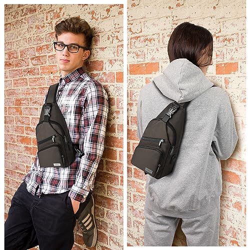 AMJ Crossbody Sling Bag Men Women, Casual Shoulder Backpack, Chest Daypack Satchel for Hiking Travel - color: Brown, size: Small