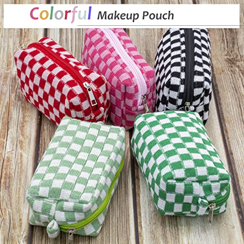 Checkered Makeup Bag for Purse, Small Cosmetic Pouch,Light Green,2 Pack - color: Light Green