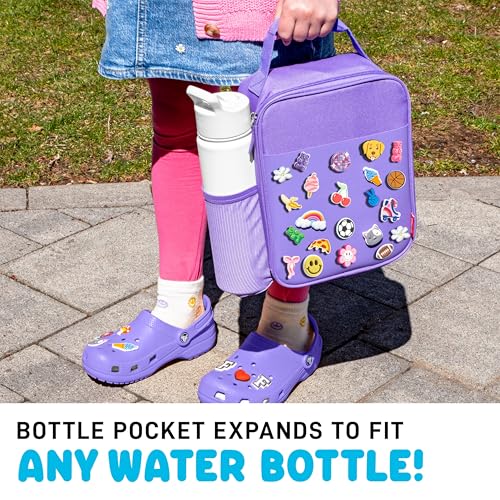 Fit & Fresh Lunch Box For Kids, Boys & Girls, School, Camp, Insulated Bag With Shoe Charm Slots For Personalization, Purple - color: Purple