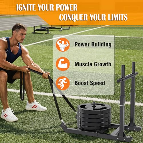 GanFindX Weight Sled, Workout Sled, Fitness Strength Training Sled for Athletic Exercise and Speed Improvement, Suitable for 1" and 2" Weight Plates - color: H-Bar Black