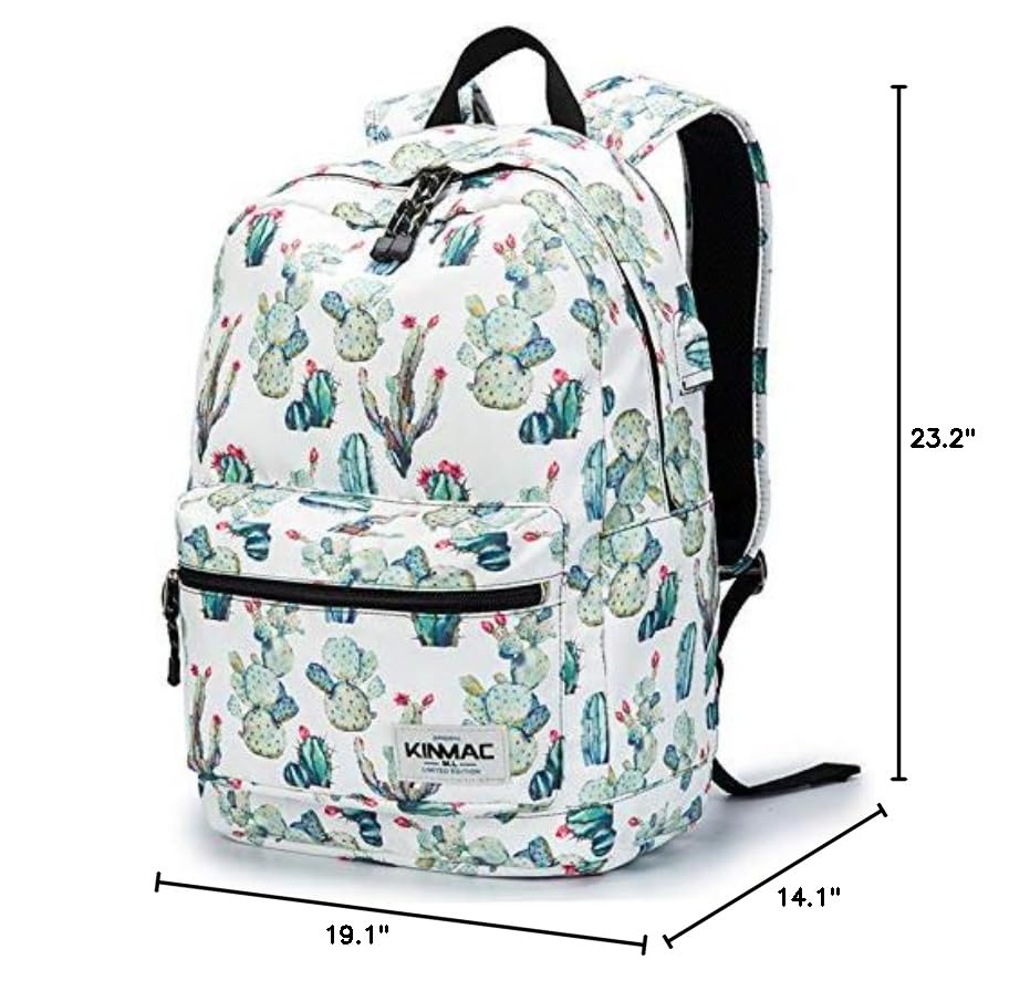 Kinmac Water Resistant Laptop Travel Outdoor Backpack with USB Charging Port for 13 inch 14 inch and 15.6 inch Laptop (Cacti) - color: Cactus