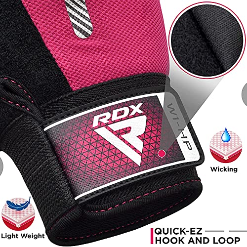 RDX Weight Lifting Gloves Gym Fitness Workout, Anti Slip Padded Full Palm Protection, Ultra Ventilated, Bodybuilding Strength Training HIIT WOD Exercise, Half Finger Men Women Cycling Rowing Climbing - color: Pink, size: Small