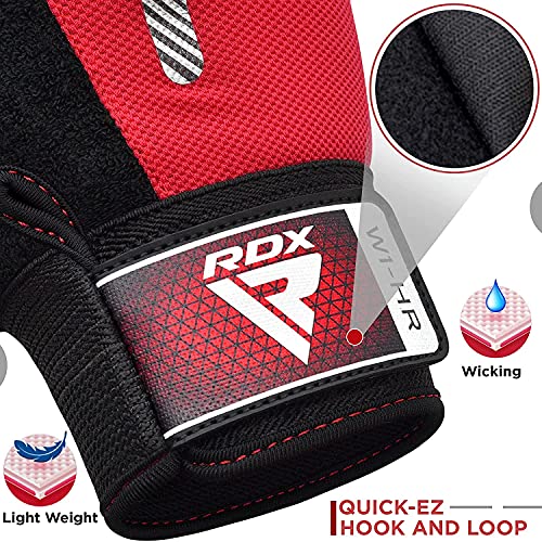 RDX Weight Lifting Gloves Gym Fitness Workout, Anti Slip Padded Full Palm Protection, Ultra Ventilated, Bodybuilding Strength Training HIIT WOD Exercise, Half Finger Men Women Cycling Rowing Climbing - color: Red, size: Large