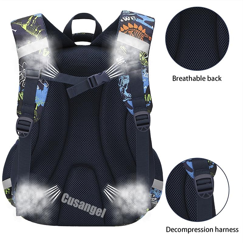 Cusangel 3Pcs Boys Dinosaur Backpack Set with Lunch Box Pencil Case, Dinosaur Backpack for Kids - color: Luminous Dinosaur 3pcs