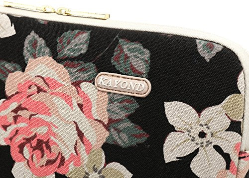 kayond Black Rose Patten Canvas Water-Resistant 17 Inch Laptop Sleeve - size: 17 Inch
