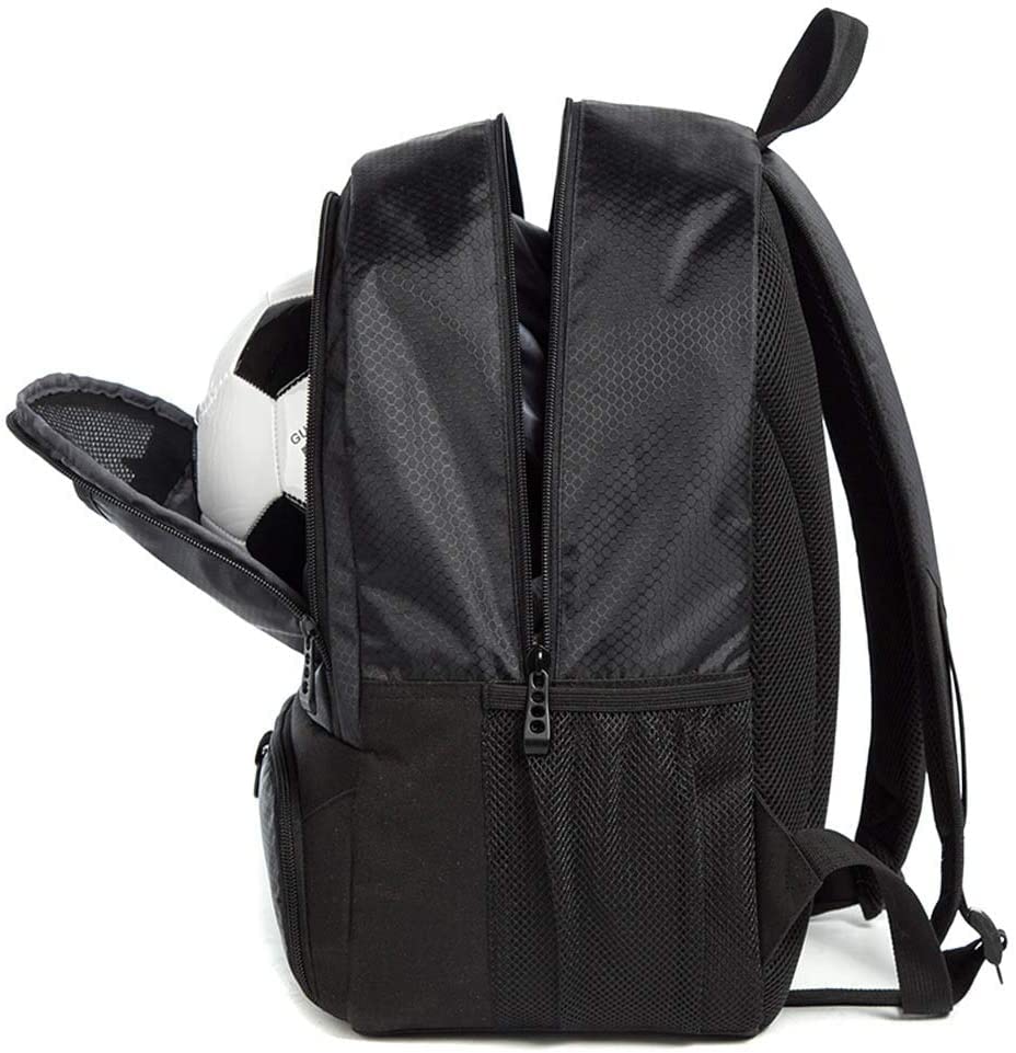 BROTOU Soccer Backpack Sports Bag with Ball Holder and Shoe Compartment for Football Basketball Volleyball Rugby - color: Black