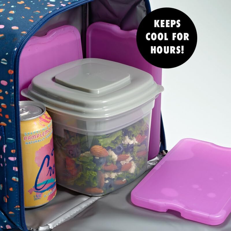 Cool Coolers by Fit & Fresh 4 Pack XL Slim Ice Packs, Quick Freeze Space Saving Reusable Ice Packs for Lunch Boxes or Coolers - color: Purple (8 Pack)