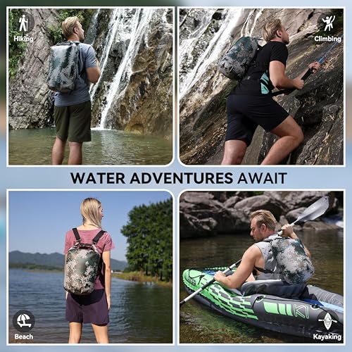 MARCHWAY Floating Waterproof Dry Bag Backpack 5L/10L/20L/30L/40L, Roll Top Sack Keeps Gear Dry for Kayaking, Rafting, Boating, Swimming, Camping, Hiking, Beach, Fishing - color: Digital Camo, size: 5L
