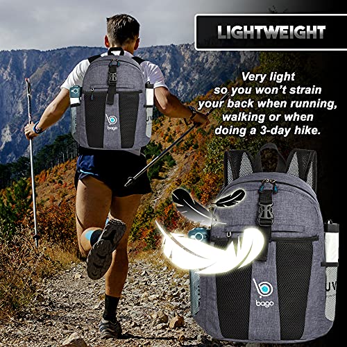 Bago Foldable Small Hiking Backpack for Women & Men Travel Packable Daypack - color: Snowblack