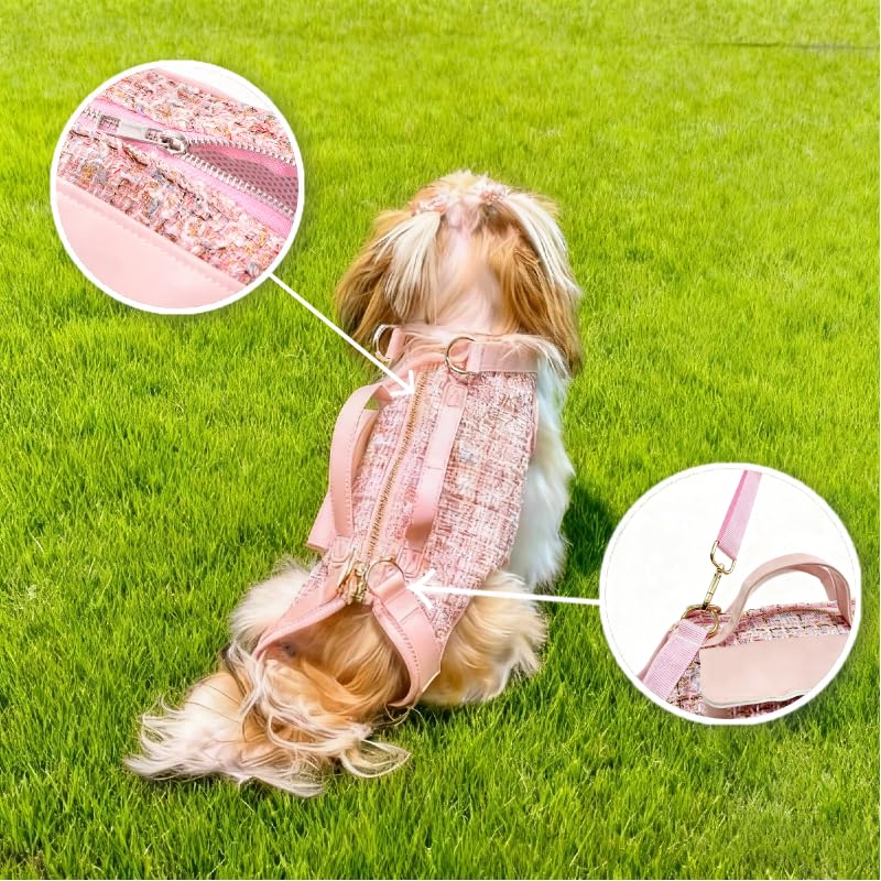 Dog Lift Harness Backpack for Small Dogs Cats, Adjustable Straps Dog Sling Carrier Full Body for Hiking, Travel, Outdoor β Pink Medium - size: Medium(7-8LBS)
