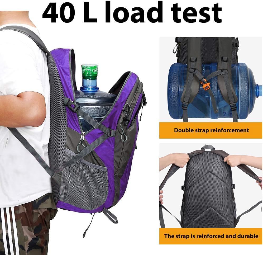 FENGDONG 40L Waterproof Lightweight Outdoor Daypack Hiking,Camping,Travel Backpack for Women Men Purple - color: A6-purple