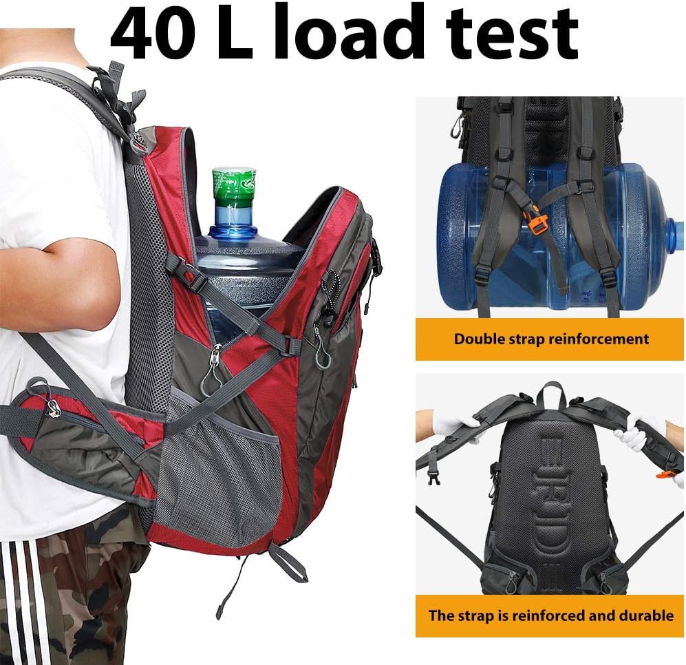 FENGDONG 40L Waterproof Lightweight Hiking,Camping,Travel Backpack for Men Women Red - color: A3- Red