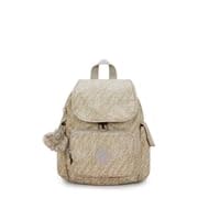 Kipling City Pack Mini Shimmer Backpack - color: Sparkled Beige, size: Mini