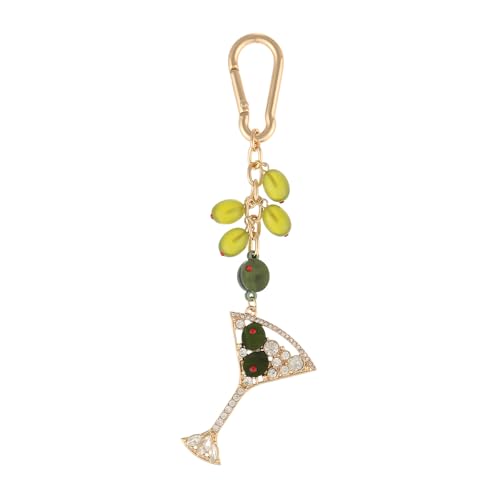 Madison Tyler Western Cowboy Boots Cherry Bow Bubble Tea Strawberry Cute Keychain | Bag Charms for Handbags Purse Charms - color: Martini Olives