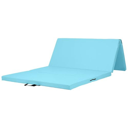 KaRaDaStyle Gymnastics Mat Folding Stretch Mats 71"x39"x2" Exercise Muscle Training Children Play Horizontal Bar Mat Yoga Sports Soundproof Home Use - color: AquaBlue/4-fold