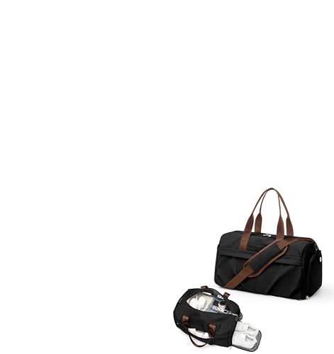 Gym Bag for Women Men with Shoe Compartment, Sport Duffel Bag, Waterproof Travel Weekender Overnight Carry on Bag for Yoga with Trolley Sleeve, Black Brown - color: A10-Black Brown