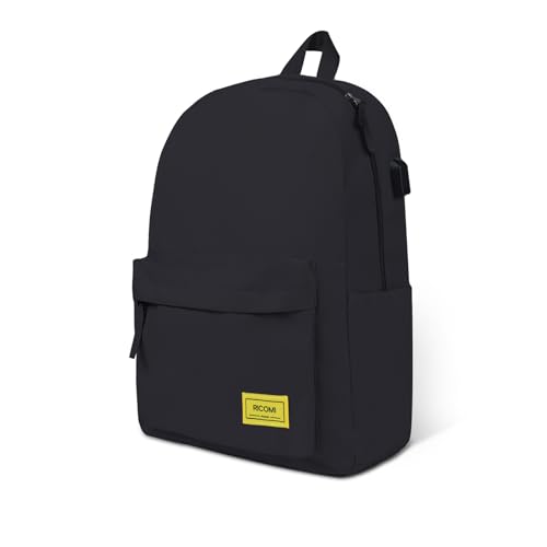 Premium Lightweight Laptop Backpack with USB Charging Port, Durable College School Bookbag, 2 Built-in Organizers, Padded 15.6-inch Laptop/Notebook Sleeve, Slim Water Resistant Bag, Black - color: Black