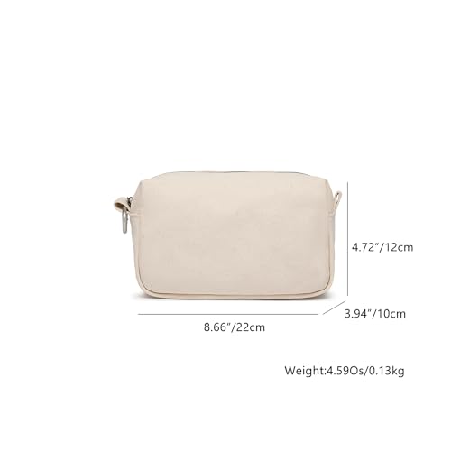 Organizer Bag -Lightweight Cosmetic Bag with Ring Clasp, Perfect Travel Makeup Bag for Women,nylon Stand Up Design (Beige/Canvas) - color: Beige/Canvas