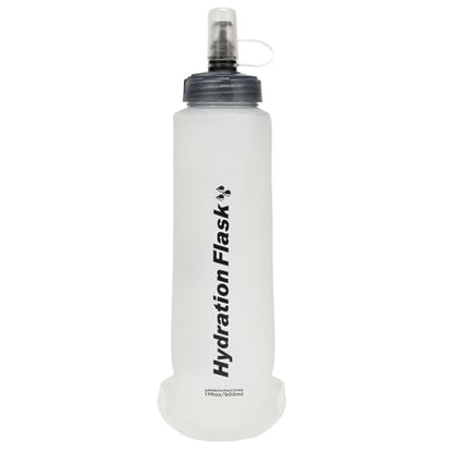 Azarxis TPU Soft Flask Collapsible Water Bottle Running Folding Gel Water Reservoir Handheld for Hydration Pack Hiking Cycling Climbing Jogging Marathon Trail Race - color: #05 White - 500ml - 1-pack