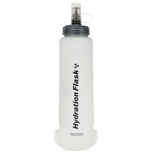 Azarxis TPU Soft Flask Collapsible Water Bottle Running Folding Gel Water Reservoir Handheld for Hydration Pack Hiking Cycling Climbing Jogging Marathon Trail Race - color: #05 White - 500ml - 1-pack