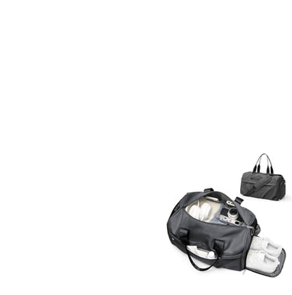 Gym Bag for Women Men with Shoe Compartment, Sport Duffel Bag, Waterproof Travel Weekender Overnight Carry on Bag for Yoga with Trolley Sleeve, Grey - color: A8-Grey