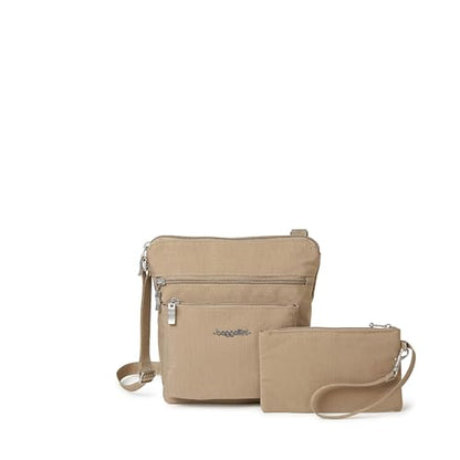 Baggallini Pocket Crossbody Bags for Women 8x8 Small Lightweight Durable Water-resistant Travel Purse W/Rfid - color: Beach