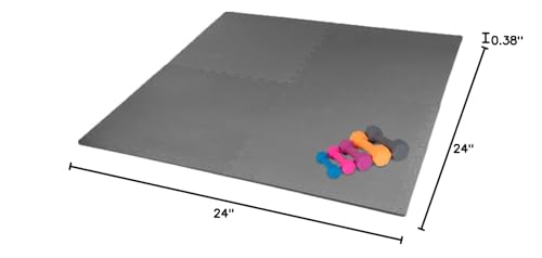 Xspec 3/8" Thick 100 sq. ft. (25 pcs) Gym EVA Foam Floor Mats (24" x 24") | T Pattern, Charcoal Grey - style: T Pattern-Grey