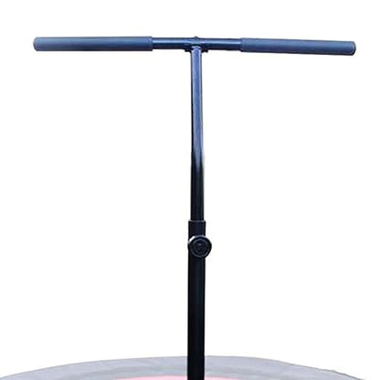 LEAPS & REBOUNDS 48" Adjustable Stability Bar Attachment with 48" Mini Fitness Trampoline and Home Gym Rebounder for Cardio Exercises, Pink