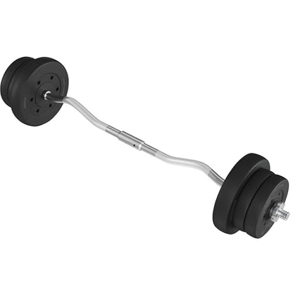 Yaheetech 55lb Curling Bar with Weights Barbell Dumbbell Weight Set Gym Lifting Exercise Workout Curl Bar