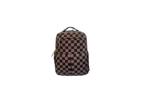 I&R The Iris Mini Backpack (#9013) Portable Lightweight and Durable Material - By Iris & Rainbow - color: Chestnut Checkered