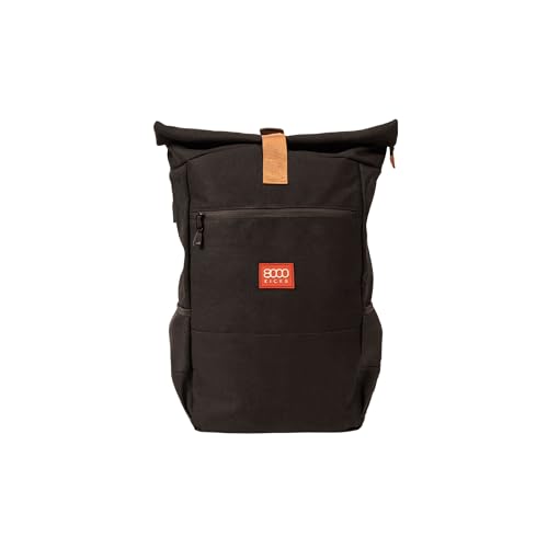 8000Kicks Everyday Hemp Backpack - Lightweight and Weatherproof Backpack for Work and Travel with Anti-theft pocket and Spacious Interior (Black) - color: Black