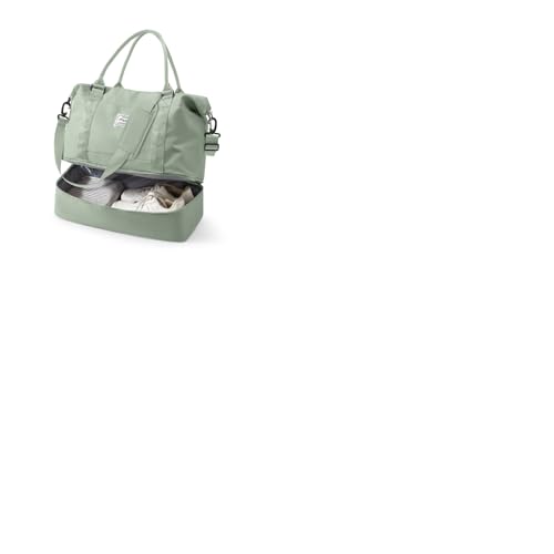 Spirit Travel Duffel - 18x14x8 Inches Weekender Overnight Bag with Shoes Compartment, Trolley Sleeve, Carry On for Airplanes, Sport Tote Gym Bag in BeigeGreen - color: H11-BeigeGreen, size: Large
