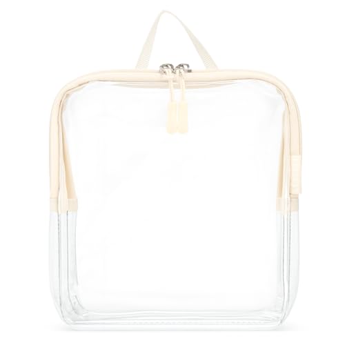 BORSALI TSA Approved Toiletry Bag, Cream with Handle | 3-1-1 Liquids for Carry On Travel, Toiletries Organizer, Cosmetic Pouch with Zipper, Travel Accessories - color: Cream with Handle