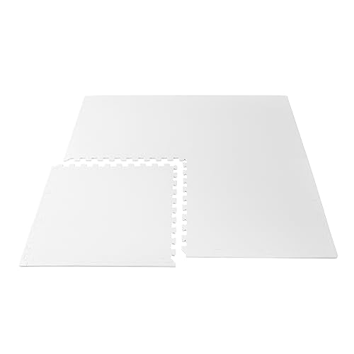 We Sell Mats 1/2" Thick Multipurpose EVA Foam Exercise Floor Mat, Interlocking Tiles, Anti-Fatigue for Home or Gym, 24 in x 24 in, 4 Tiles, White